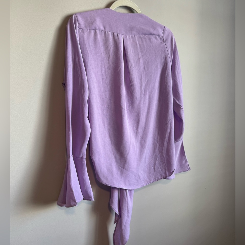 Nasty Gal Purple Bell Sleeve Wrap Top - Size 6 - Picture 6 of 6